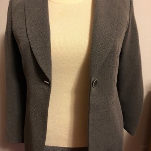 Kasper Grey Blazer (petite 8) with cream mock sweater